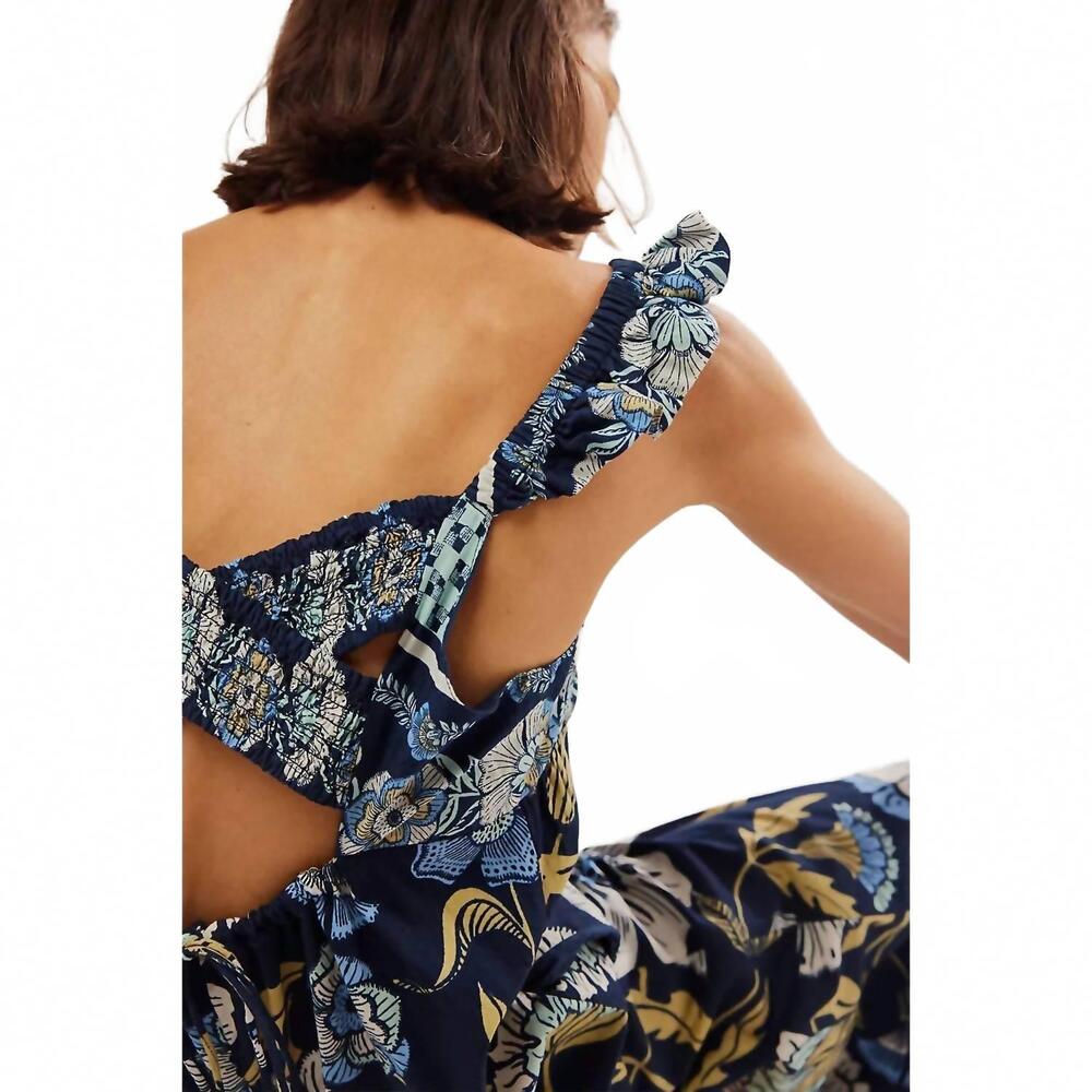 NEW FREE PEOPLE bali albright wide leg jumpsuit in navy combo - Picture 10 of 10